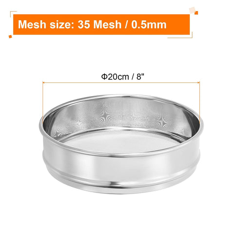 PATIKIL 35 Mesh Lab Sieve, 8" Diameter Test Sieve with 304 Stainless Steel Wire Cloth for Laboratory Use