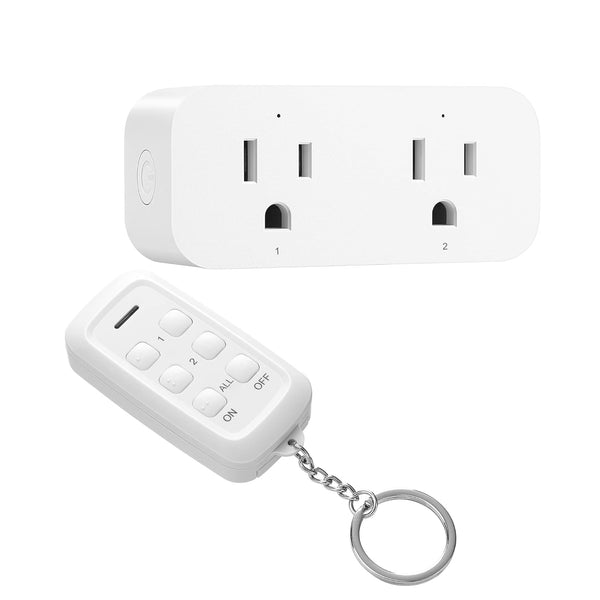 DEWENWILS Wireless Remote Control Outlet, 2 Independent Control Sockets, No Wiring, 15A/1875W, 100 FT Range