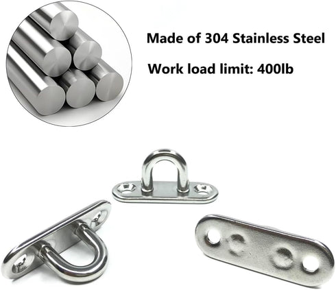 12 Pcs Pad Eye Hooks, 1.8 inches Stainless Steel Screw Hooks, Plant Hangers with Screws Anchors for String Lights