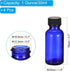 PATIKIL 1oz(30ml) Glass Sample Bottles, 4Pcs Round Bottle Dispensing Bottles with Black Poly Cone Cap for Reagent Liquids, Essential Oils, Perfume, Blue by PATIKIL