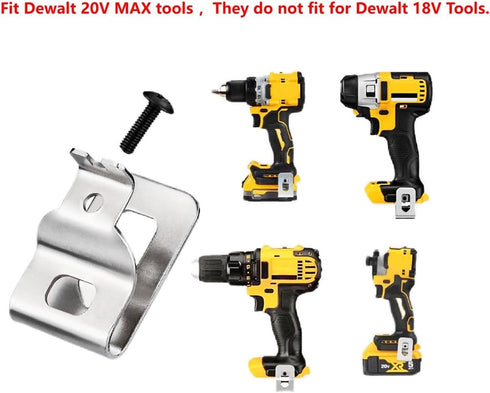 N268241 N086039 Stainless Steel Belt Clips for Dewalt 20V Power Tools, Compatible with, DCD980, DCD985, DCD980L2, DCD985L2,Includes Screws and Drill Tool Hooks (4-pack)