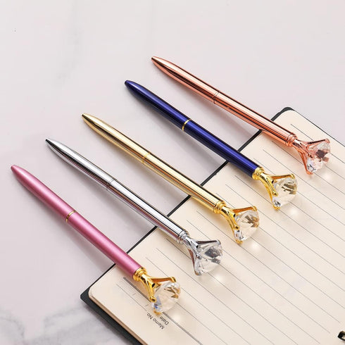 Diamond Pens, Fun Fancy Crystal Diamond Pen for Women, Bling Metal Pens, Black Ink, 18 Count (Mixed Colors)