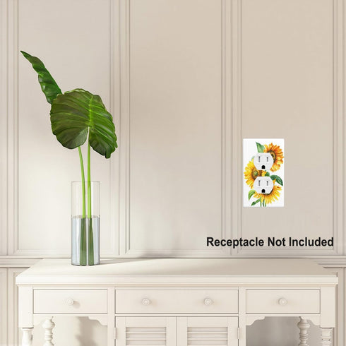 Pznen 1-Gang 4.5x2.76 Inch Watercolor Sunflowers Bouquet Outlet Covers, Yellow Floral Duplex Receptacle Wall Plate