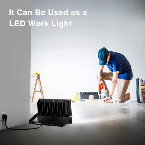 80W 8000lm 6500K IP66 2 Pack Onforu Flood Lights Outdoor, Bright LED Work Light with Plug, Daylight White LED Flood