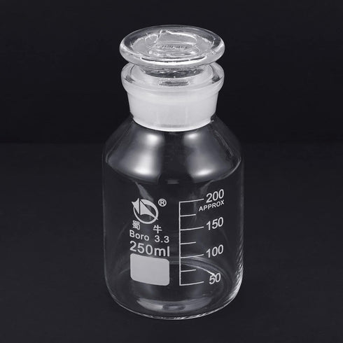 PATIKIL 250mL Reagent Media Bottle, 1Pcs Round 3.3 Borosilicate Glass Graduated Storage Bottle with Clear Cap