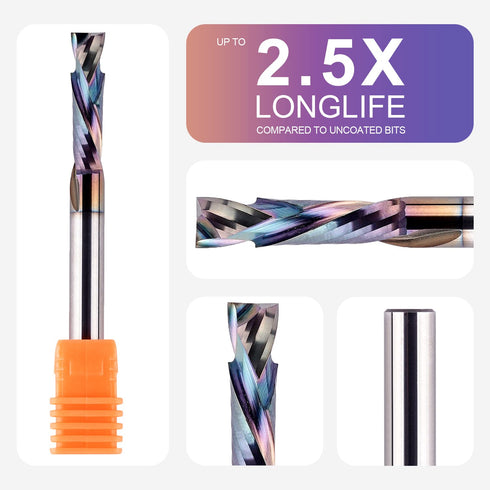 1/4 Inch 1 Inch SpeTool Compression Router Bits Shank Cutting Length with Coated Carbide Spiral Up Down CNC Router Bit