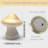 Glass Small Mushroom Table Lamp - Mushroom Night Light Battery Operated Warm Amber Glow Cute Bedside Lamp for Kids