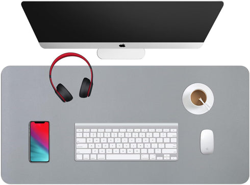 Dual Sided Leather Desk Pad (35.4 x 17") - Office Waterproof Desk Mat, PU Mouse Pad, Desk Protector Cover for