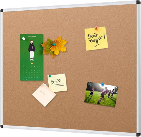 VIZ-PRO Cork Notice Board, 18 X 12 Inches, with Silver Aluminium Frame for Office or Classroom Use