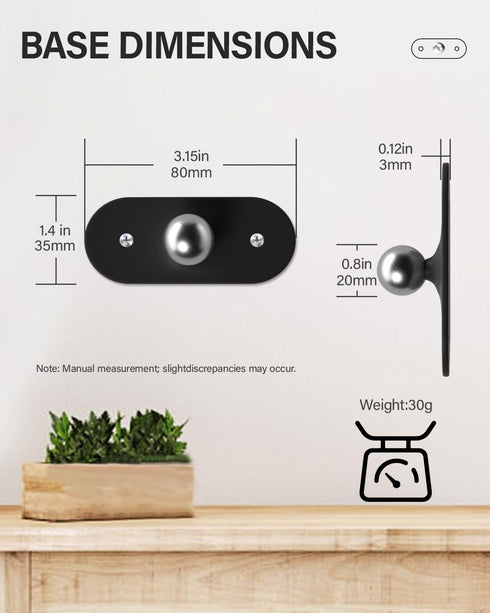 360 2PC Adjustable Magnetic Base for Wall Sconces, Universal Replacement Fit All Wall Lights, Includes Adhesive