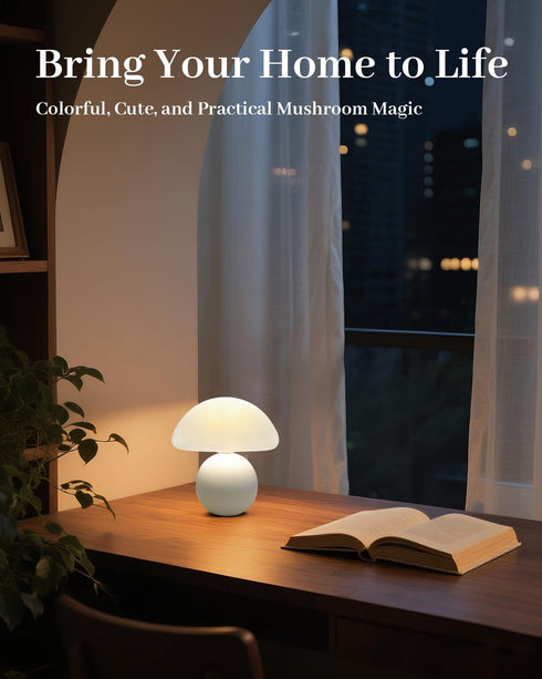 Mushroom Lamp Table Lamp for Bedroom,Desk Bedside Small Lamps for Living Room Night Stands,Mushroom Decor Cute Mini