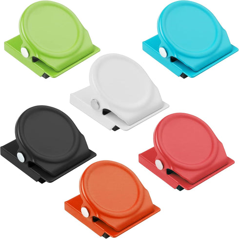 GRTARD 6Pack Magnetic Clips, Strong Metal Clips for Whiteboard, Refrigerator, Photos, Memo Notes (Six Colors)