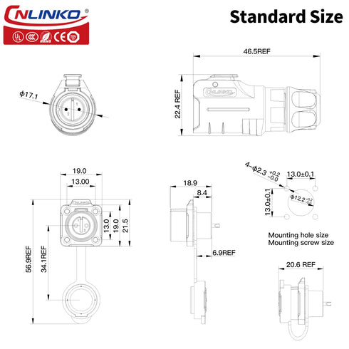 CNLINKO LP12 2/3/4/5/6/7/8pin Male Female Electrical Push Pull Plug, IP67 Waterproof