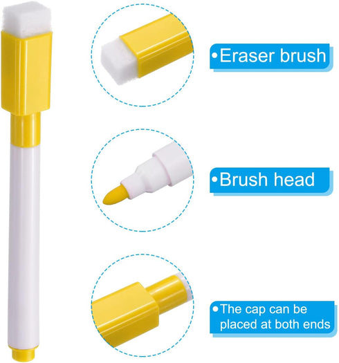 PATIKIL 30 Pack Dry Erase Marker Pens, Yellow Ink Fine Point Low Odor Whiteboard with Eraser Cap