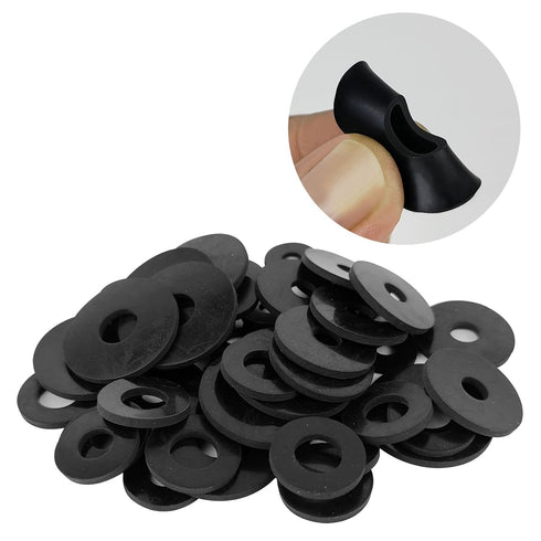 50 Pcs Rubber Washers Assortment Kit, 16/18/20/25/30mm Sizes, Black Vibration Absorbing Pads for Faucets