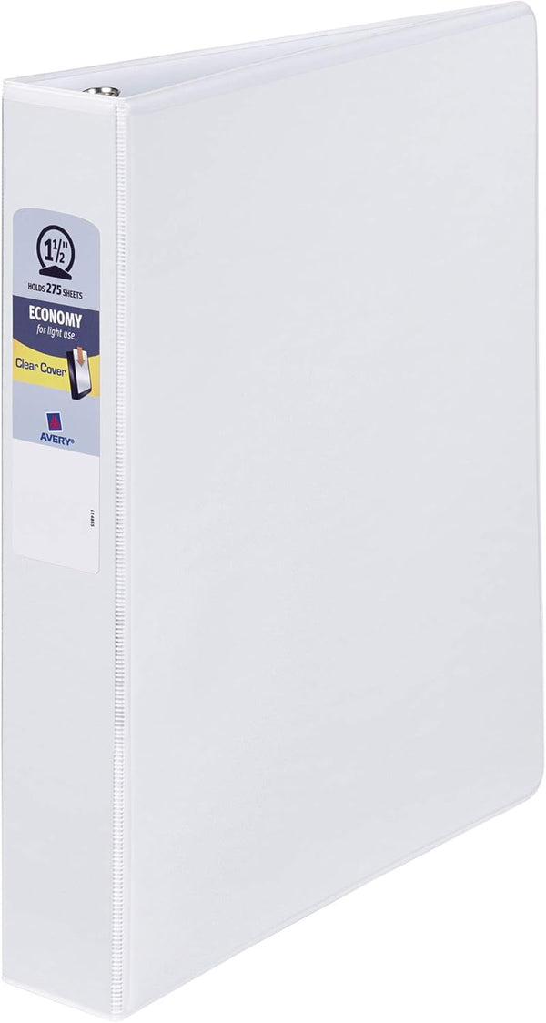 AVE21086 - Avery Economy View 3 Ring Binder, 1.5 Round Rings, 1 White Binder