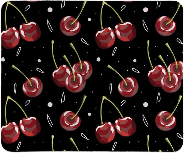 Cherry Print Black Mouse Pads, Funky Personalized Mouse Mat Design, Small Mouse pad for Desk Home Office Gaming