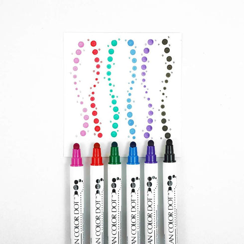 Kuretake TC-6100/6V ZIG Clean Color Dot Water-Based Pen, 6 Colors