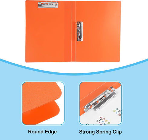 PATIKIL 9.3x12.2" Punchless Binder Clamp, 2 Pcs Plastic Clip Binder Without Rings for A4 Size Paper, Orange