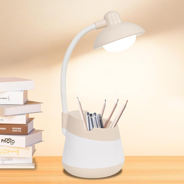 Vipsuh USB LED Desk Lamp with Phone Holder, Pen Stand, Flexible Gooseneck