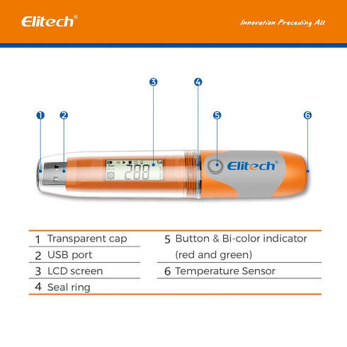 Elitech RC-51H USB Temperature Data Logger, Reusable Digital Recorder for Medical Refrigerator Monitoring