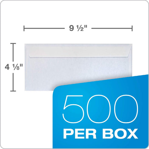 Quality Park #10 Security Redi-Strip Envelopes, 4-1/8 x 9-1/2 Inch, 24 lb. White Wove, 500/Box