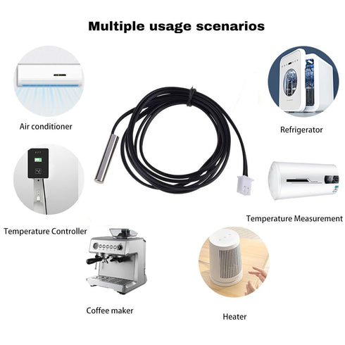 Lmuwecno 10K B3435 2 XH2.54 NTC Thermistor Temperature Sensor Probe, Waterproof Temp Sensor with Stainless Steel