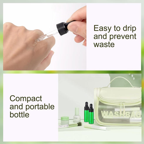 Kesell 5ml 1/6 oz Dropper Bottles - Pack of 20 Essential Oil Portable Travel Bottles with Tapered Glass Droppers,