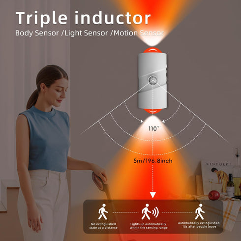 4-Level Closet, 2-Pack Rechargeable RGB Motion Sensor Night Light, Color Changing LED Night Light with Stick-on Magnet