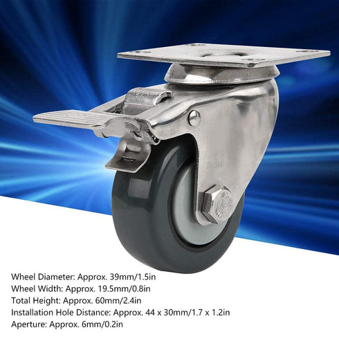 1.5in 304 30kg/66.1lb Silent Casters Locking Stainless Steel Trolleys Loading