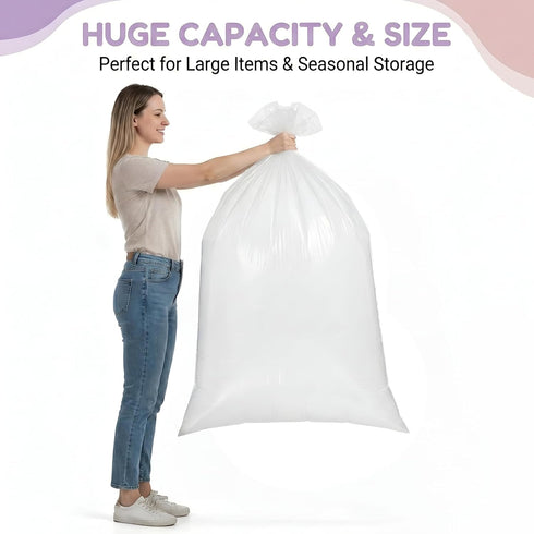 Oqqlin 10 Pack 40 60 Inch 3.9 x Extra Large Clear Plastic Bags, Mils Reusable Luggage Storage Bags Dustproof Gaint