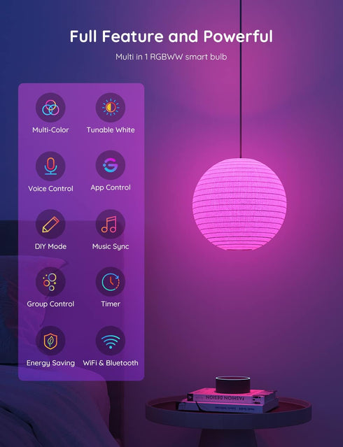 Govee Smart Light Bulbs, WiFi & Bluetooth Color Changing, Music Sync, 800 Lumen, 2 Pack, Works with Alexa