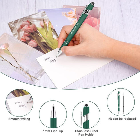 AUAUY 12 PCS Funny Pens, Fun Ballpoint Pen Set with 12 Replacement Refills, 2 in 1 Metal Stylus Pens, Funny Office