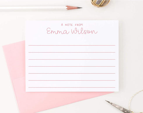 Personalized Lined Stationery for Girls, Personalized Stationary for Girls, Custom Kids Thank You Notes, Lined