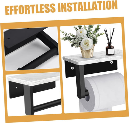 Alipis Stainless Steel Marble Toilet Paper Holder with Shelf Elegant Bathroom Napkin Organizer Wall Mount Design