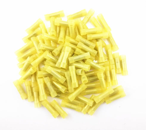 Yueton 100pcs 12/10 Gauge Nylon Fully Insulated Butt Connectors - Crimping Terminals (Yellow)