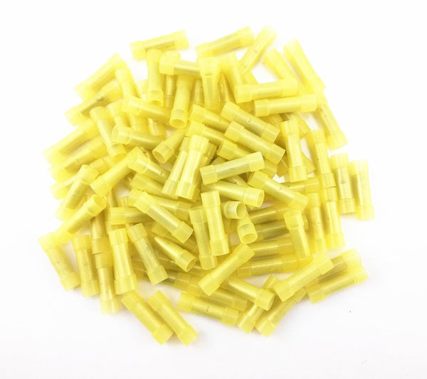 Yueton 100pcs 12/10 Gauge Nylon Fully Insulated Butt Connectors - Crimping Terminals (Yellow)