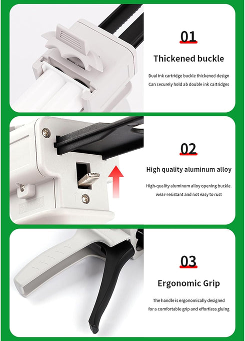AB Glue Gun Dispensing Gun 50ml, Two-Component Epoxy Glue Gun 2:1/1:1 with 8 Mixing Nozzles, Suitable for Double