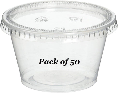 Plastic Disposable Portion Cups, Jello Shot Cup, 4 OUNCE, Package of 50 Cups with Lids