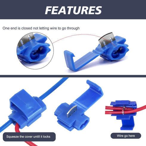 Chanzon 140pcs Quick Splice Wire Connectors Snap Kit for 22-10AWG Gauge, Red Blue Yellow Solderless Electrical Joiner