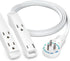Maximm 360 Rotating Flat Plug Extension Cord, 3-Outlet with USB-C and USB-A Ports, 1FT, UL Certified, White