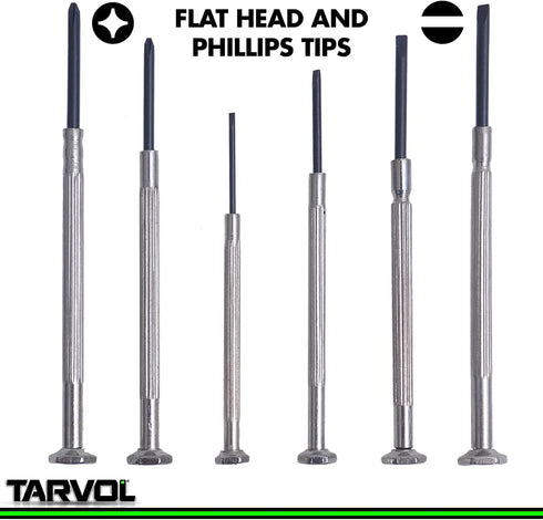 Precision Screwdriver Set, Set of 6 with Case, Flathead & Philips in Different Sizes