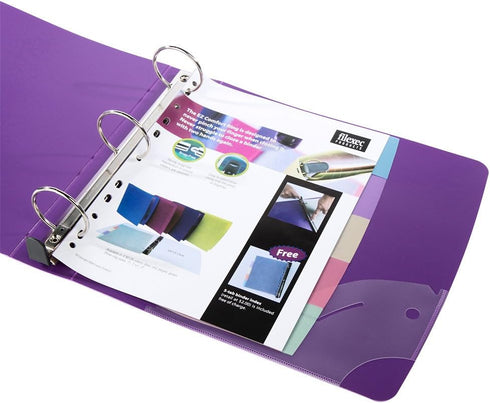 Filexec Ez Comfort 3 Ring Binder, 2 Inch Capacity, 5 Tabbed Dividers, Opaque, Letter Size, Pack of 4, Blue, Hot Pink,