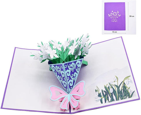 Flower Pop Up Cards 3D, Assorted 4 Flower Greeting Cards with Envelopes for All Occasions
