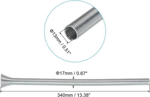 MECCANIXITY Spring Tube Bender ID 13mm/0.51" Steel Spring Pipe Copper Tubes 340mm/13.38" Long for 1/2" Copper Pipe(12mm) in Home Renovations,Electrician Wiring Bending Pipe(outside-pipe use)