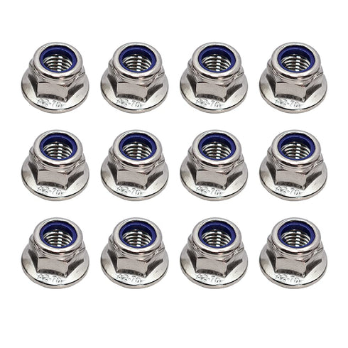 STORMCUBE M10x1.5mm DIN6926 Flange Nylon Lock Nuts 12 Pack 304 Stainless Steel Hex