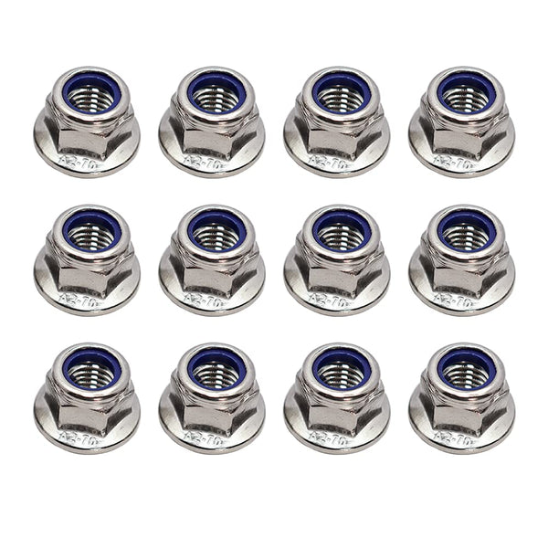 STORMCUBE M10x1.5mm DIN6926 Flange Nylon Lock Nuts 12 Pack 304 Stainless Steel Hex
