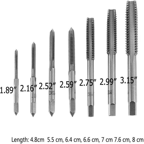 7Pcs Metric Spiral Point Thread Tap Set - M3 M4 M5 M6 M8 M10 M12 Nitriding Coated Machine Screw Drill Tap Bits