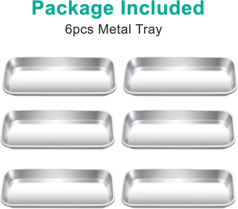 6pcs Metal Tray, Stainless Steel Small Tray for Tattoo, Resin, Bathroom, Lab Supplies