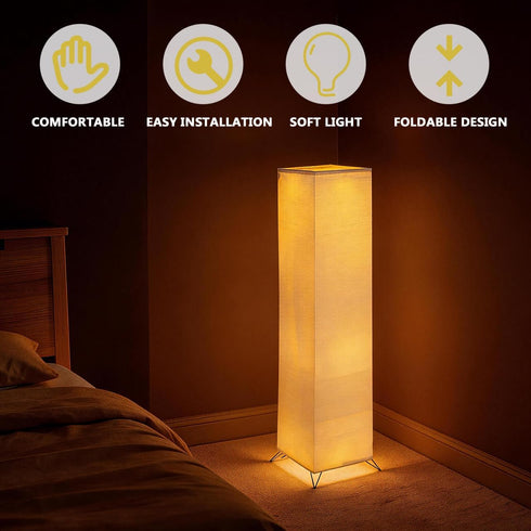 VICASKY Japanese Paper Floor Lamp Shade Replacement, Foldable Standing Lampshade Cover Paper Floor Light Cover